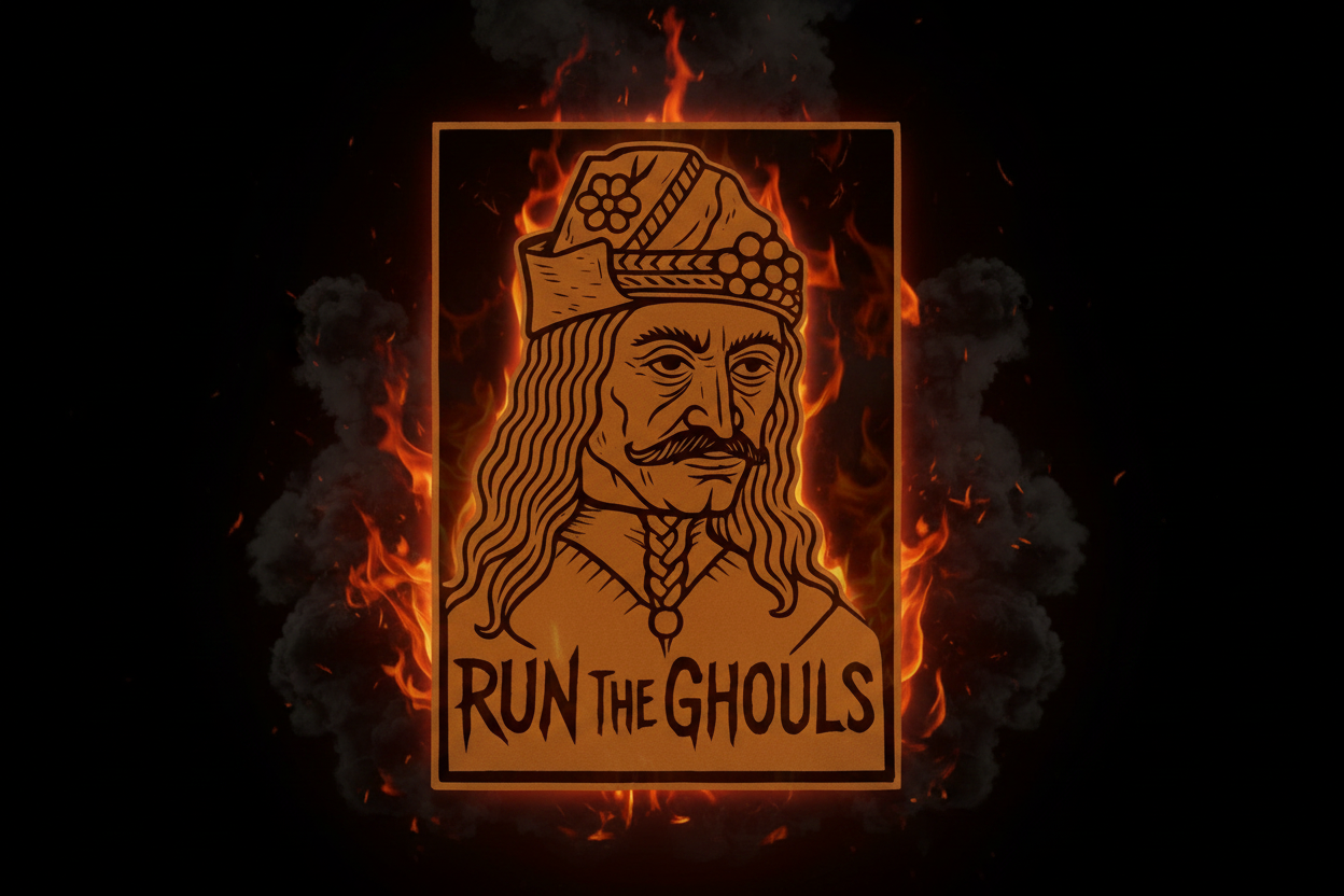 Run The Ghouls - Vlad Glowing with Flames Behind